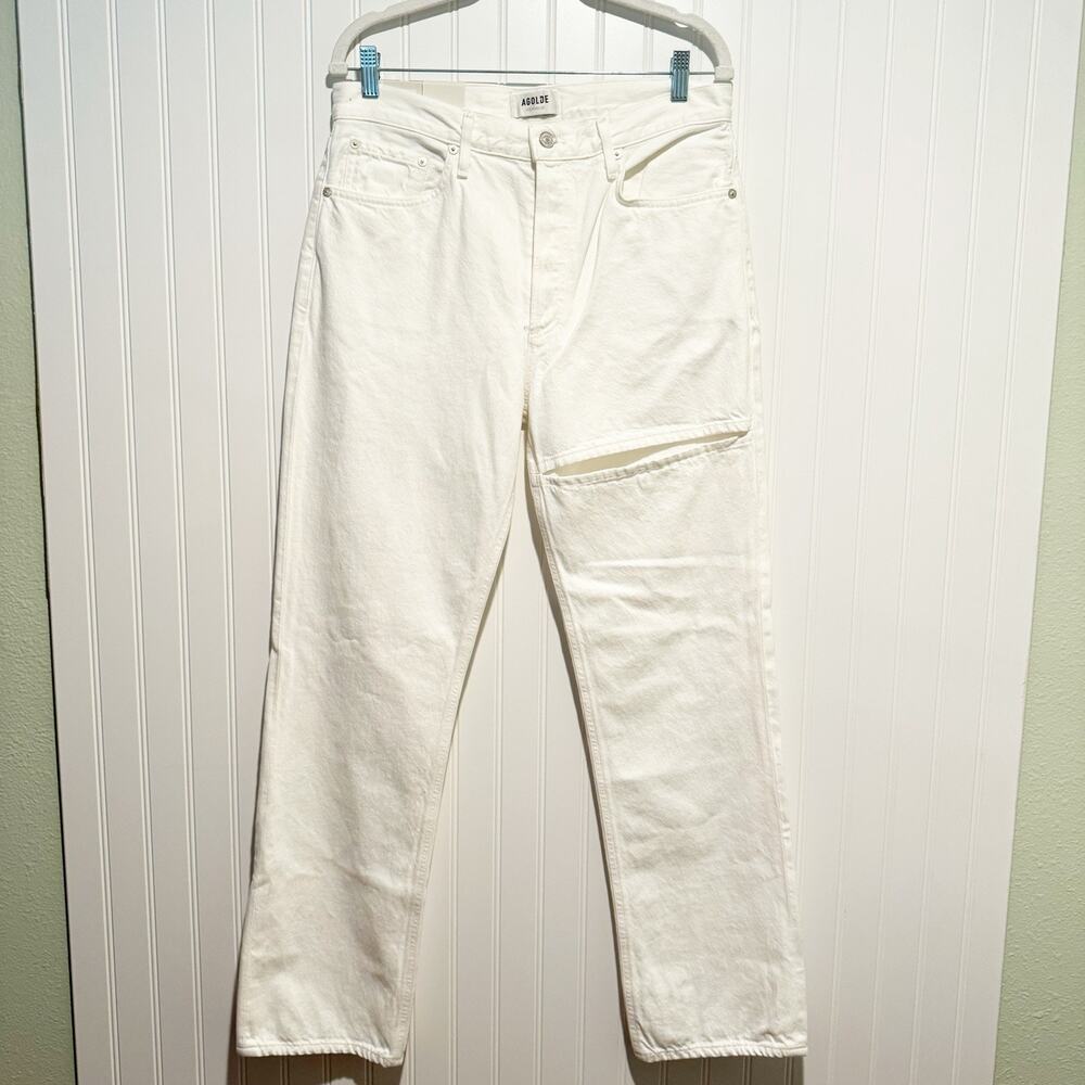 Agolde Lana Slice Jeans Mid Rise Vintage Straight White Denim NEW Size 29 - Picture 2 of 12